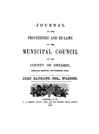 Journal of the proceedings and by-laws of the Municipal Council of the County of Ontario