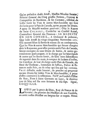 Arrest du Conseil d'estat du roy, du dixième may 1677, qvi exempte de tous droits de sortie, & autres generalement quelconques, les marchandises qui s(...)