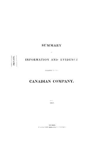 Summary of information and evidence relative to the Canadian Company, 1824