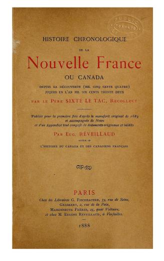 Histoire chronologique de la Nouvelle France