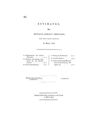 Estimates, &c. miscellaneous services: for the year ending 31 March 1838