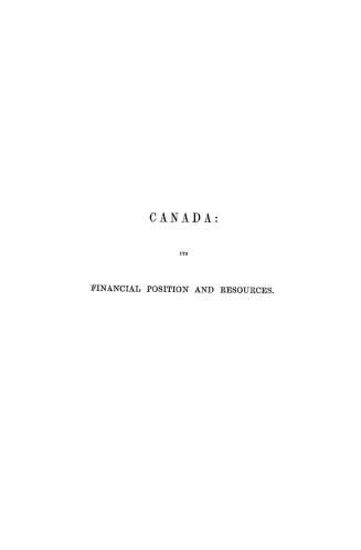Canada, its financial position and resources