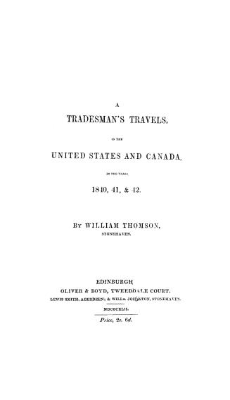 A tradesman's travels in the United States and Canada in the years 1840,41, & 42