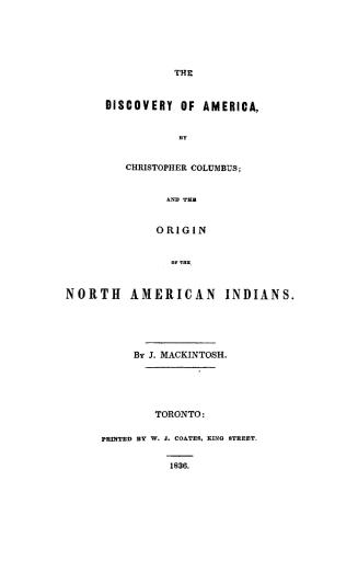 The discovery of America by Christopher Columbus and the origin of the North American Indians