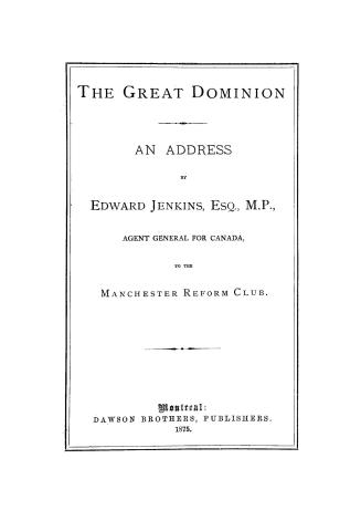 The great Dominion, an address
