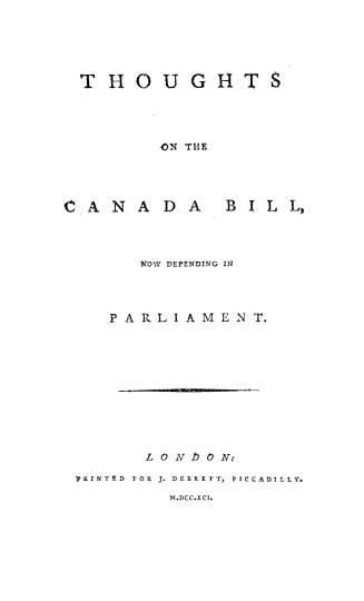 Thoughts on the Canada bill now depending in Parliament