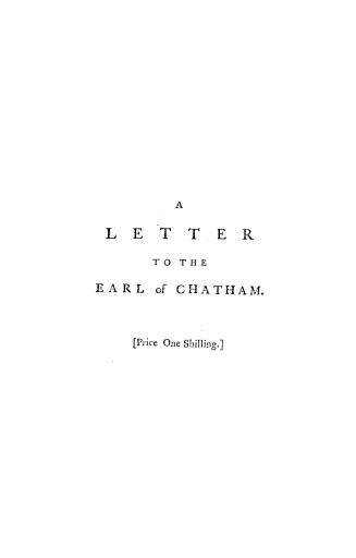 A letter to the Earl of Chatham on the Quebec bill