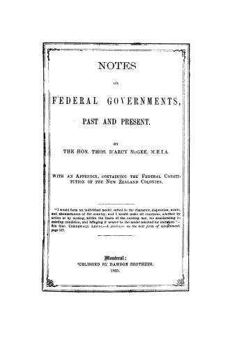 Notes on federal governments, past and present