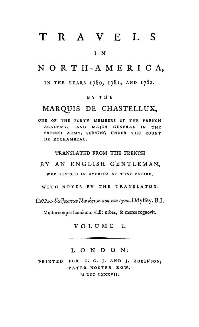 Travels in North America, in the years 1780, 1781 and 1782