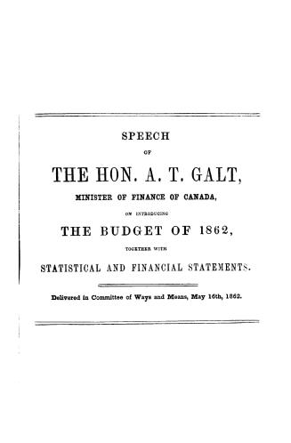 Budget speech delivered in the House of Commons of Canada