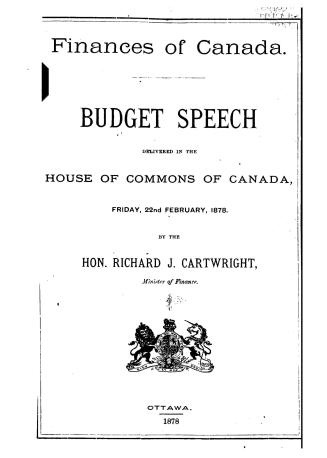 Budget speech delivered in the House of Commons of Canada