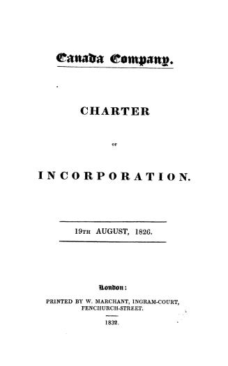 Charter of incorporation. 19th August, 1826