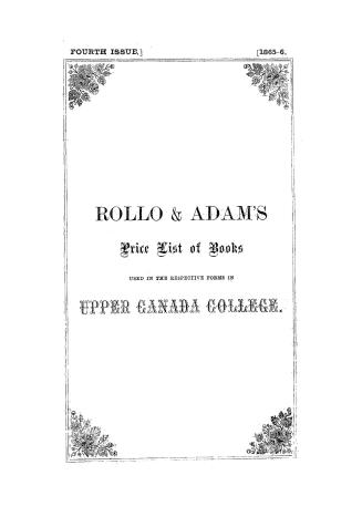 Rollo & Adam's price list of books used in the respective forms in Upper Canada College