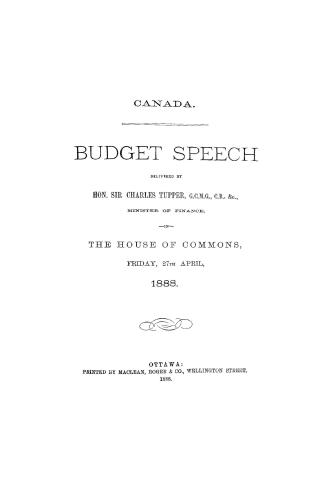 Budget speech delivered in the House of Commons of Canada