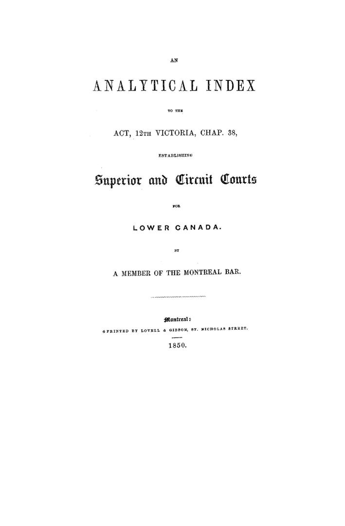 An analytical index to the act, 12th Victoria, Chap