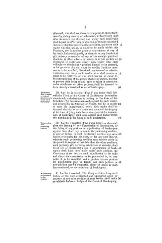 Bill. An act to provice for the relief of bankrupts, and the administration of their estates. Received and read a first time, Thursday, 5th June, 1851(...)