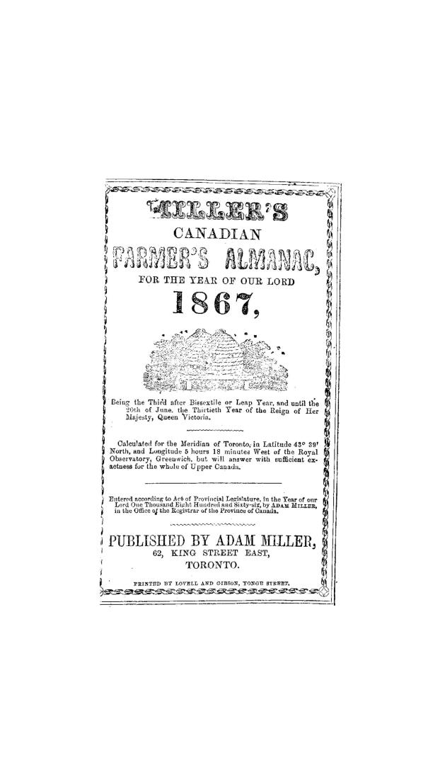 R. & A. Miller's Canadian farmer's almanac