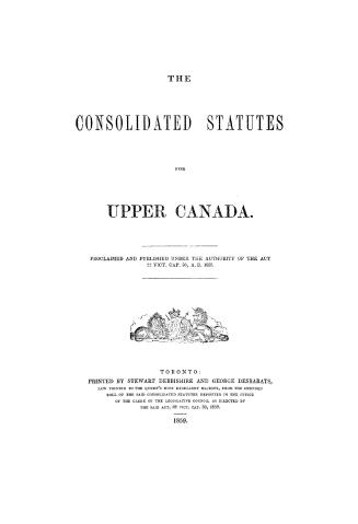 The consolidated statutes for Upper Canada
