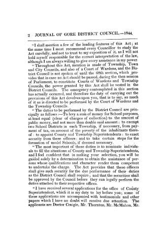 Journal of the proceedings of the Municipal Council of the District of Gore