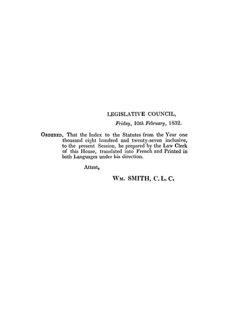 A continuation of the index to the ordinances and statutes of Lower-Canada, from 7th Geo