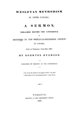 Wesleyan Methodism in Upper Canada