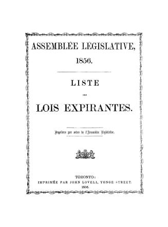 Liste des lois expirantes. Imprimée par ordre de l'Assemblée Législative