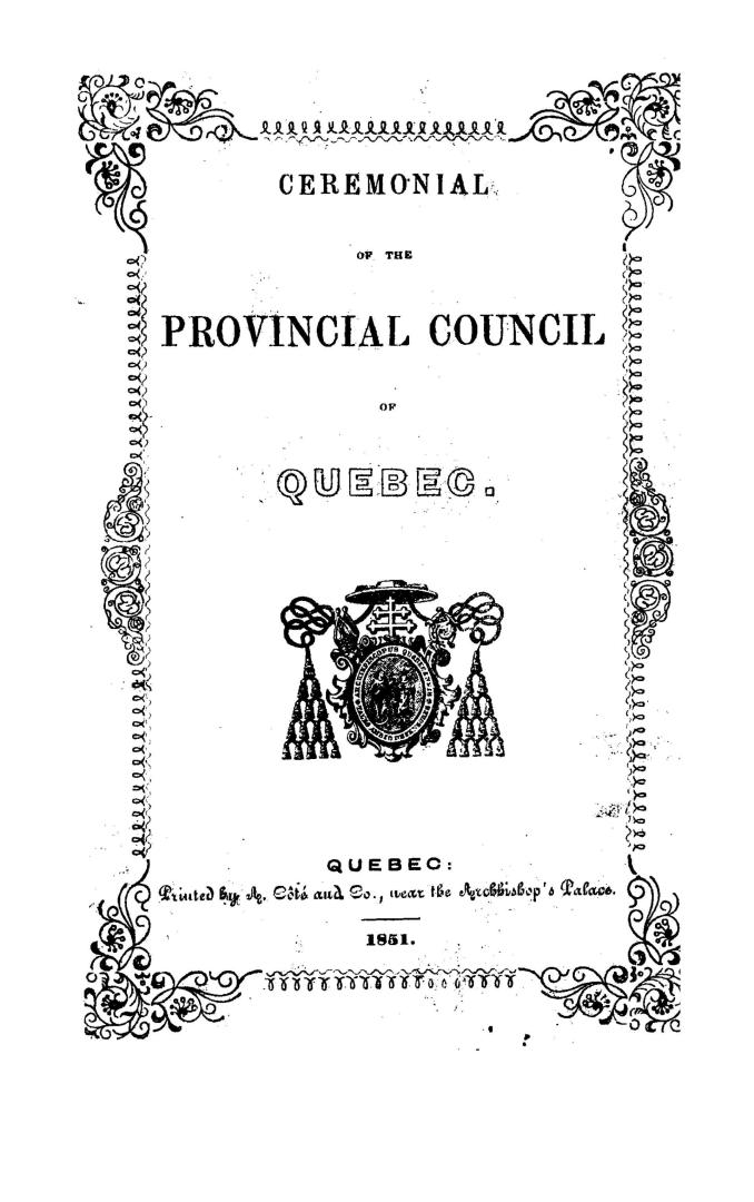 Ceremonial of the Provincial Council of Quebec