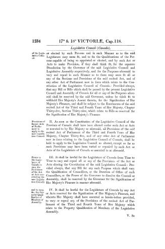 An act to empower the legislature of Canada to alter the constitution of the Legislative Council for that province,