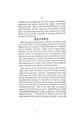 Report presented by Mr. Holmes, of Alfred, in the House of Representatives, February 2, 1837. On the north eastern boundary