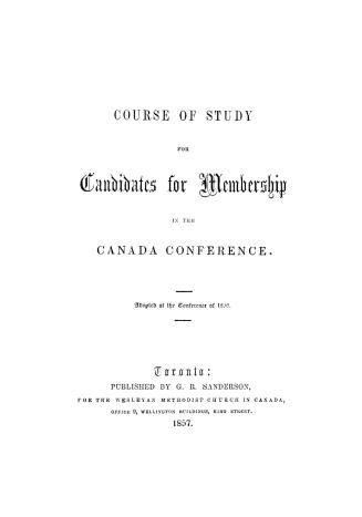 Course of study for candidates for membership in the Canada Conference