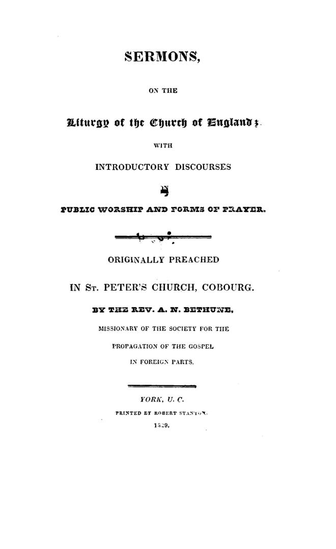 Sermons on the liturgy of the Church of England,