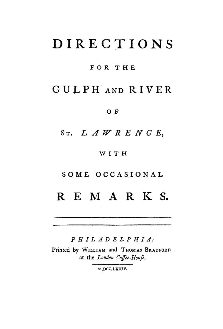 Directions for the gulph and river of St