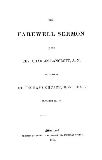 The farewell sermon of the Rev
