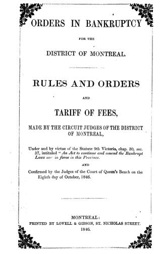 Orders in bankruptcy for the District of Montreal