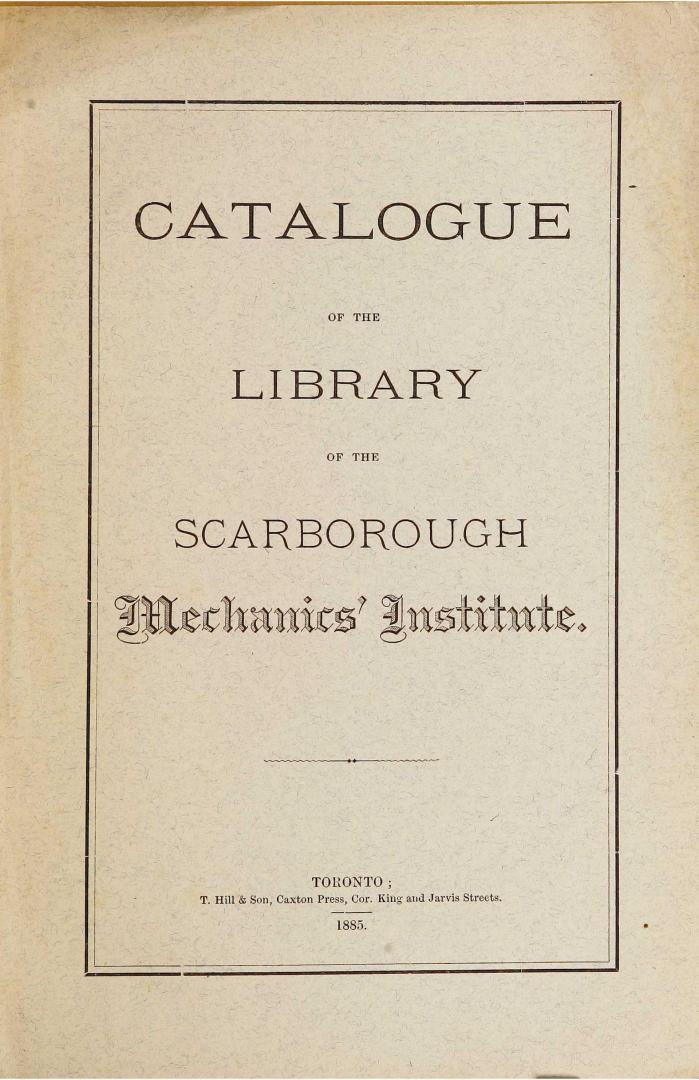 Catalogue of the Library of the Scarborough Mechanics' Institute.