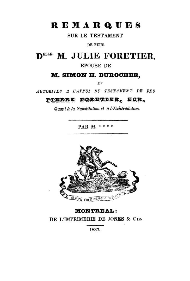 Remarques sur le testament de feue delle M