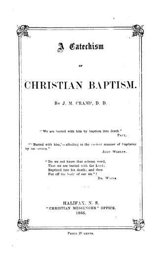 A catechism of Christian baptism