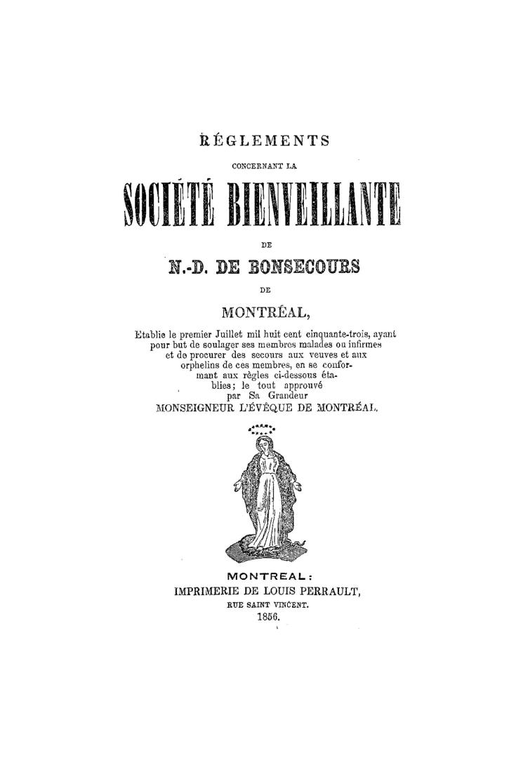 Règlements concernant la Société bienveillante de N