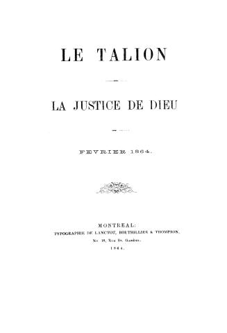 Le Talion, la justice de Dieu. Fevrier 1864