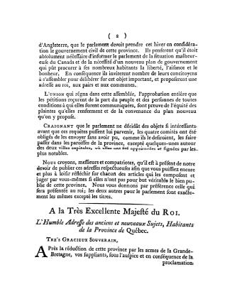 Aux citoyens et habitants des villes et des campagnes de la province de Québec