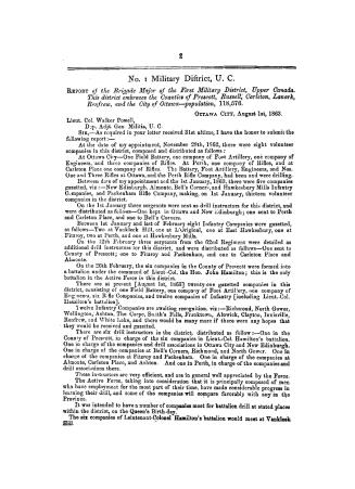 Return to an address of the Legislative Assembly of 1st September, 1863, for copies of the last reports of the several brigade majors in the various m(...)