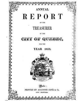 Annual report of the Treasurer of the city of Quebec
