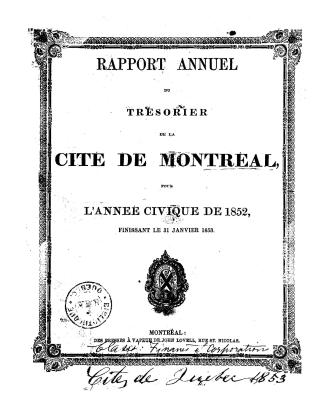 Rapport annuel du trésorier de la cité de Montréal
