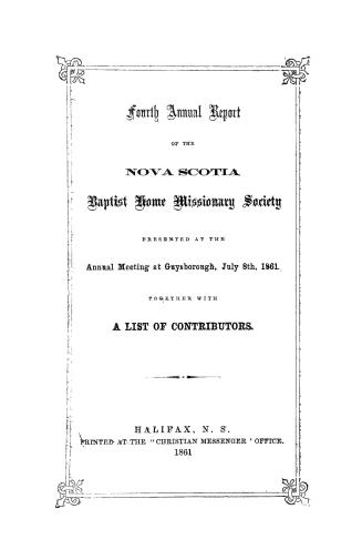 Annual report of the Nova Scotia Baptist Home Missionary Society