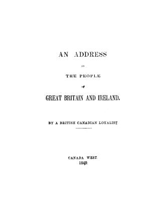 An Address to the people of Great Britain and Ireland