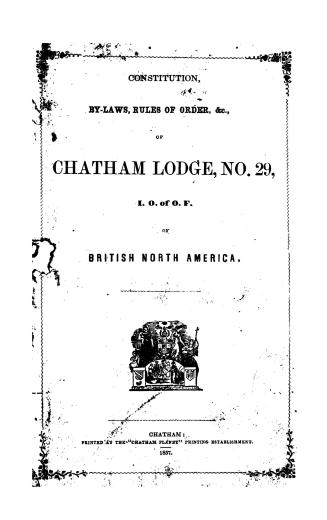 Independent Order of Odd Fellows. Chatham Lodge of Canada West