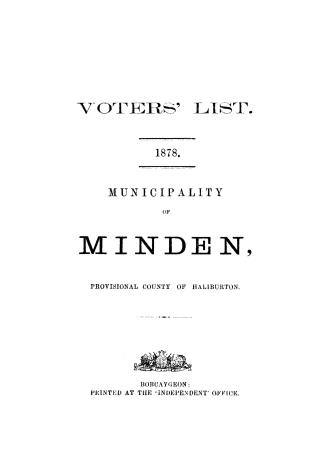 Voters' list : Municipality of Minden for the year 1878