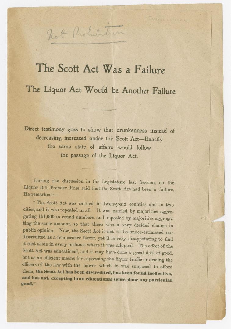 The Scott Act was a failure : the Liquor Act would be another failure