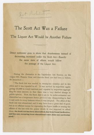 The Scott Act was a failure : the Liquor Act would be another failure