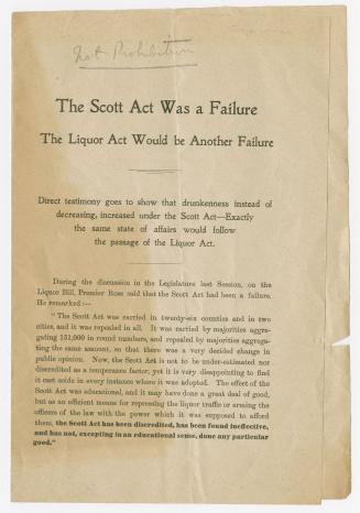 The Scott Act was a failure : the Liquor Act would be another failure